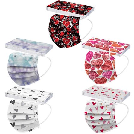 Vuxenhjärtat engångsmask Alla hjärtans dag mask för ansiktscosplayfestmask