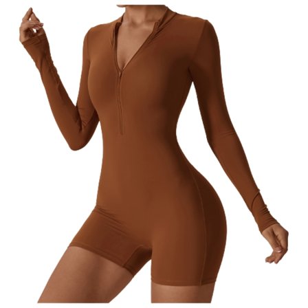 Långärmad dam med dragkedja One Piece Shorts