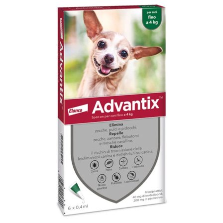 Advantix Spot On Per Cani Fino A 4Kg Soluzione 1 Pipetta da 0,4ml
