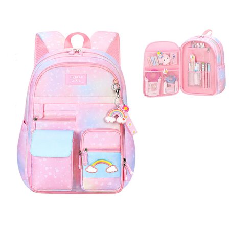 Vandtæt regnbue skoletasker til søde piger Pink