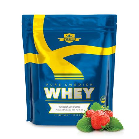 Myseprotein – PureSwe Whey, 1 kg, Klassisk Jordbær – Whey protein, Proteinpulver, Kosttilskudd, Proteinpulver, Myseprotein (Whey Protein)
