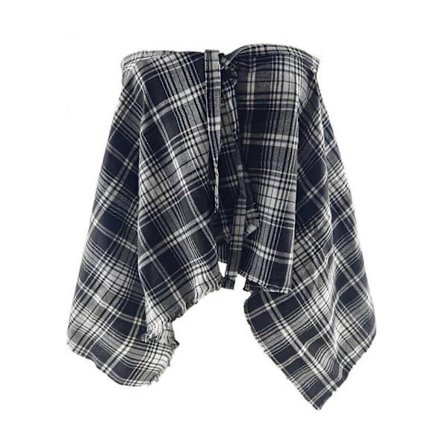 Hiphop Ternet Overlay Slå-om Nederdel Flænset A-linje Underdel Bindebånd Uregelmæssigt Hoftetørklæde Skjorte Forlænger Streetwear[D]