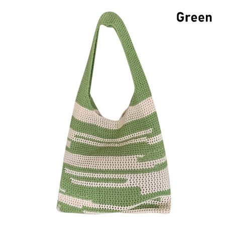 Hæklet Tote Bag Skuldertaske GRØN