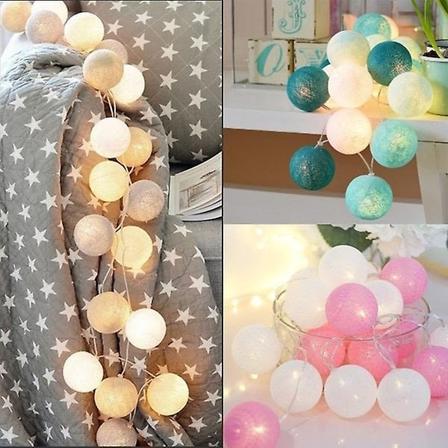 2,2m 20 Baller Vintage/Søt Pastell/Ren Hvit Søt bomullsstreng Fairy Lights Party Hjemmegård Patio Bryllup Romantisk juledekor - Perfet 7