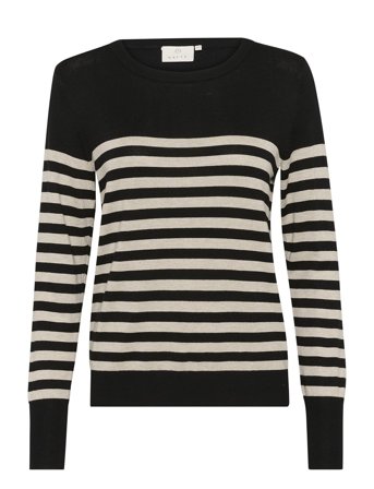 Kalizza Striped Knit Pullover Black Kaffe