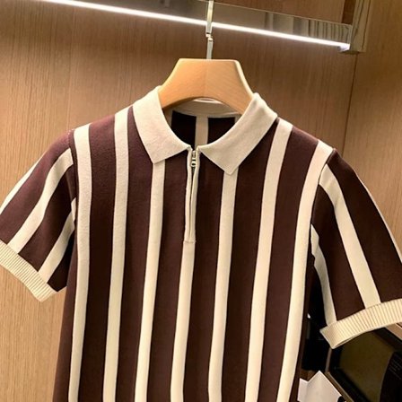 Sommer løs 2023 strikkevarer kort ermet ny trendy rund hals herre ungdom popularitet casual trend genser topp kaffe M