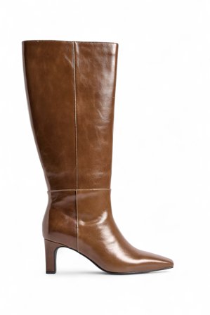 NA-KD Leder-Kniestiefel mit eckiger Spitze - Lederschuhe - Braun - EU 41