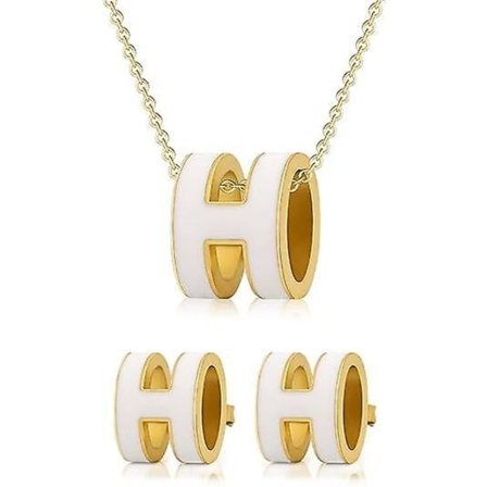 2 Halskjeder for Kvinner 18k Gullbelagt H Halskjede Øredobber for Kvinner Smykkesett Jenter Valentinsdag Bursdagsgaver