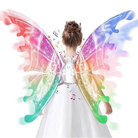 Elektriske Fe-Vinger til Piger, Lysende Bevægelige Sommerfuglevinger med LED-Lys og Musik