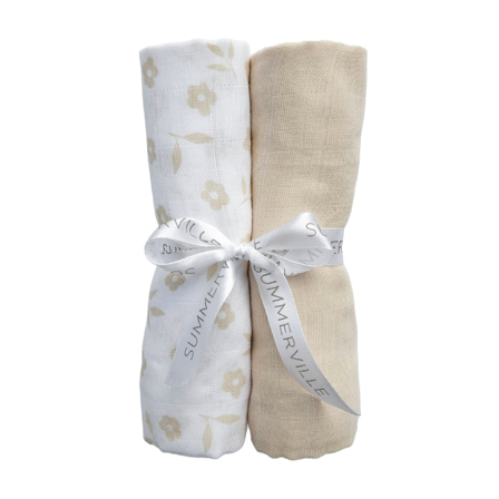 Summerville Organic Babyteppe i musselin, Beige miks, 2 stk