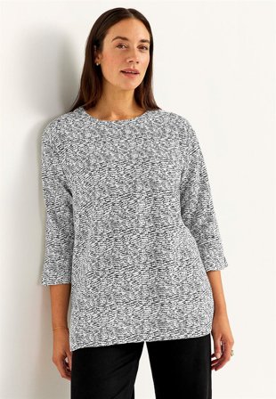Cellbes of Sweden - Trikåtunika med slitsar - svart / mönstrad - för damer - 58/60
