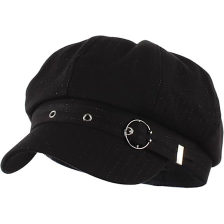 Kvinners bomullsblend Newsboy Cap Cabbie Paperboy Painter Visor Hat, svart