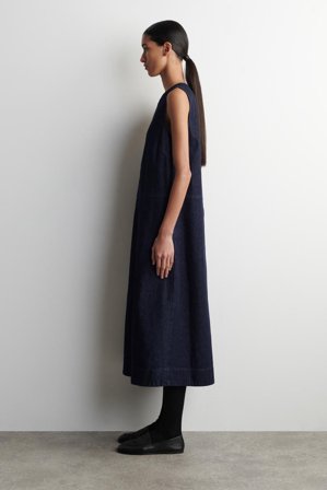 COS Women's Abito Midi A Trapezio In Denim in Blu