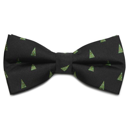 Zwarte Kerstvlinderdas met Kerstboommotief voor mannen - Voorgestrikte vlinderdassen