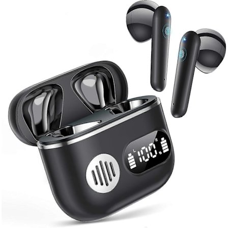 Sports Bluetooth Øretelefoner Stereo Øretelefoner med ENC Mikrofon Trådløse Øretelefoner In-Ear, Hvid