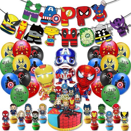 Spider-Man Iron Man Tegneserie Superhelt Tema Bursdag Dekor Ballonger Banner Cupcake Kake Topper Sett Festutstyr {FY}