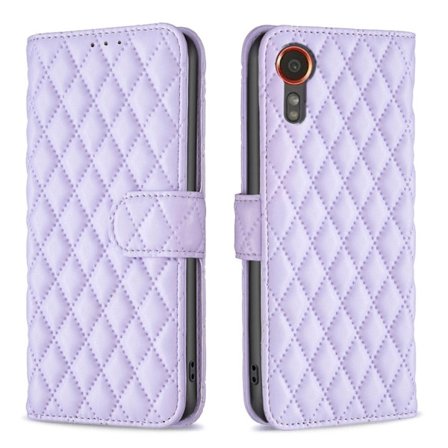 Rombuskuvioinen matta läppäkotelo Samsung Galaxy Xcover 7 - Violetti