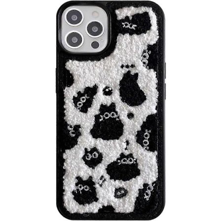 Kissa Puhelinkotelo Yhteensopiva iPhone 14 Pro:n kanssa (ei Max), Söpö Musta Kisu Pehmeä Pörröinen Matto Esteettinen Kotelo iPhone 14 Pro:lle 