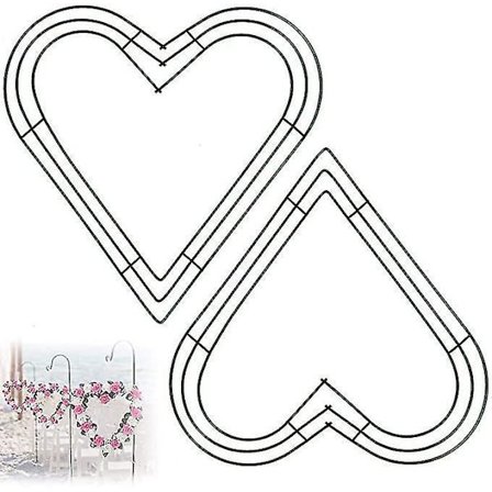 2 stk. Hjerte Metal Krans Trådramme Bryllup Valentinsdag Håndværk