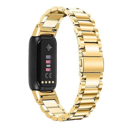 Tre Perler Rustfritt Stål Smart Klokkearmbånd Erstatningsarmbånd Metallarmbånd for Fitbit Luxe Multicolor