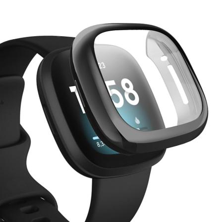 Kompatibel med Fitbit Sense/versa 3 skärmskydd Tpu pläterad full täckning skärmskydd stötfångare fodral Black
