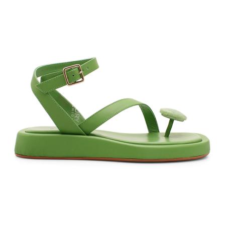 Gia Borghini, Rosie 18 Leather Flat Shoes Zielony, Kobieta, Rozmiar: 39 EU