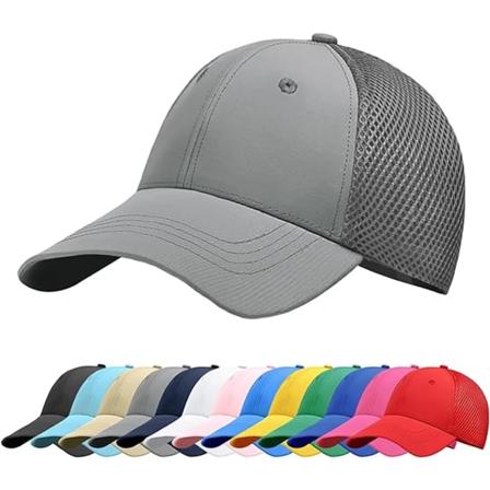 Cap, unisex andas enfärgad Mesh rygg Justerbar Snapback-stängning Anti UV, grå