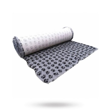 Companion - Companion ProFleece Hundfäll - Ljusgrå/Svart Med Tassar 100x75 cm