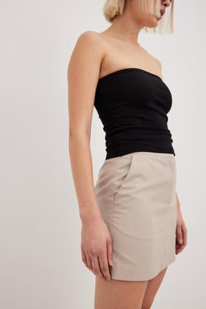 NA-KD Classic Jupe courte habillée à taille mi-haute - Mini jupes - Beige - EU 42