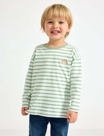 Lindex Top Ls Essentials Stripe - Green - 98