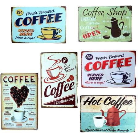 Tinnfolie Maleri Kaffe Dekorativ Tinnfolie Maleri Egnet for KTV, Barer, Restauranter, Retro Dekorasjon 20X30Cm