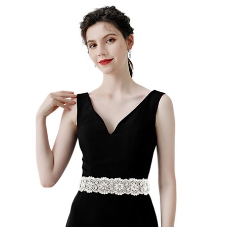 Damebelte Bryllupskjole Luksus Rhinestone Belte Utsøkt Håndsydd Perle Brudesløyfe