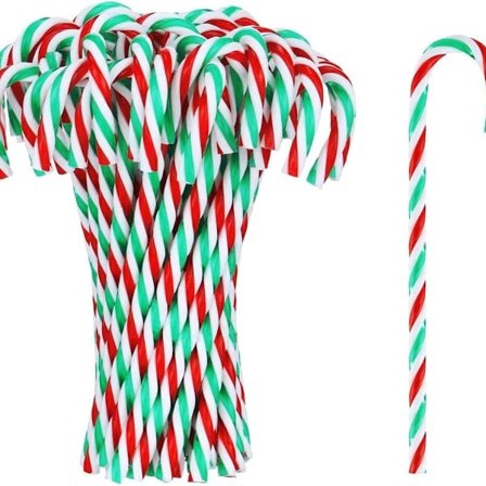 24 stk. Jule slikkepind i plastik til ophæng på juletræ KLB