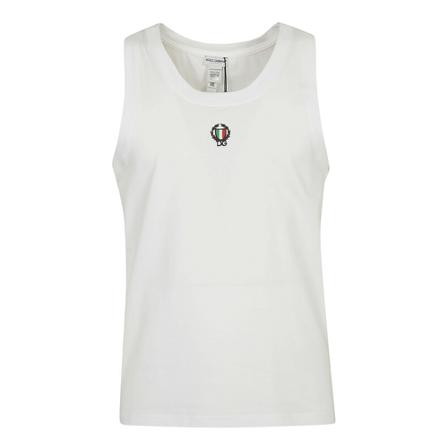 Dolce & Gabbana Two-Way Stretch Cotton Singlet With Patch vit, Herr T-shirts, Herr, Storlek: L