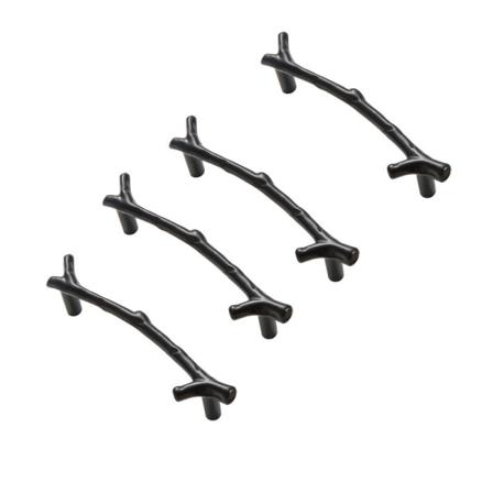 4 stk skuffehåndtag, skabshåndtag, natbords hardwareknopper, zinklegering (sort, hulafstand: 96 mm)