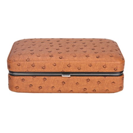 Strutsläder Bärbar Resa Utomhus Humidor Väska Cigarrhållare Förvaringslåda Magnetiskt Spänne