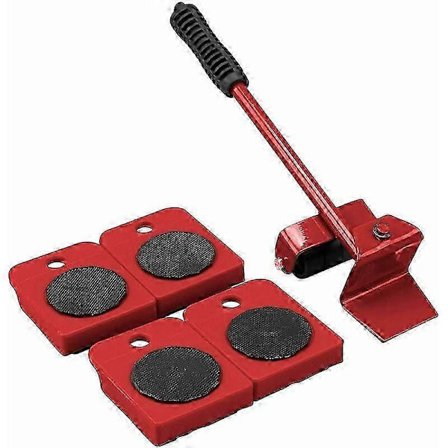 Flyttesæt til møbler, møbelløfter/dørløfter, med 1 møbelløfter der kan løfte 150 kg og 4 hjul til nemt at flytte møbler 34 cm