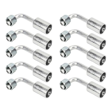 10 stk. 3/8in Aircondition 90 Graders Beadlock Aluminium AC Splicer Slangefittings Adapter Connector til Bil Lastbil Ingeniørkøretøj
