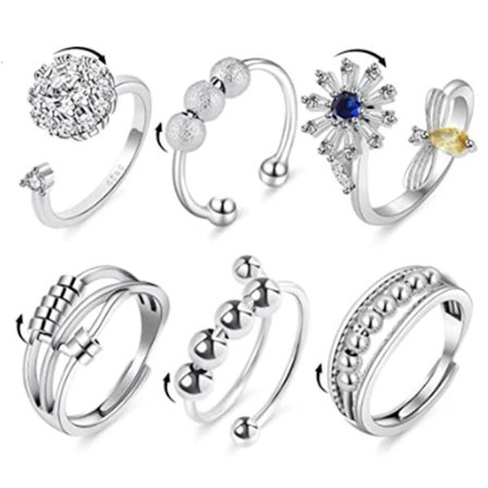 5/6 st Fidget Ångestringar Justerbara Ringar Set Justerbara Ringar Fidget Ringar Dam Pärlband_TF_TF