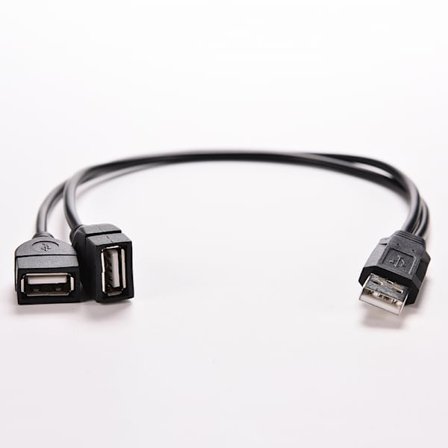 USB 2.0 A hane till 2 dubbla USB hona Jack Y Splitter Hub Power C