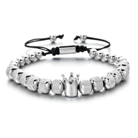 Krona Armband Till Män Pojkvän Man Son Justerbara Krona Pärlarmband Gåvor Smycken