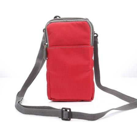 Mobiltelefonbälte, Crossbody Mobiltelefonväska, Outdoor Resa Nylon Axelväska, med Bältesögla Karabinkrok red 10*18*3.5 CM