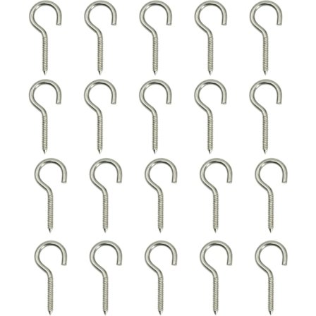 20 stk M6 X 90 Øye-kroker 304 Rustfritt Stål Skruekrok Selvborrende Skrue Veggkrok Sirkel Rundt Håndstrammet Skrue for Utendørs og Innendørs Bruk