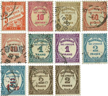 Frankrig 1927-1941 - YT TX55-66 - Portomærker - Stemplet