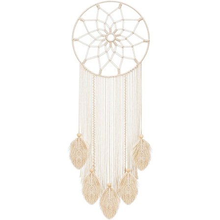 Stor Bohemisk Drömfångare i Spets Väggdekoration Vävd Fjäder Handgjord Drömfångare Dekoration med Trasa