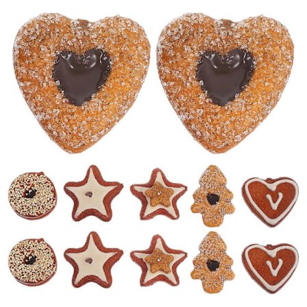 2 Sett Fake Kakekjeks: Kunstige Sjokoladekjeks - Simulering Jule dessert - Juletre Hjerte Stjerneform - Matmodell For [D]