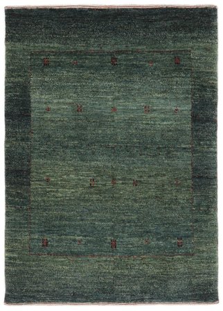 Noué À La Main Loribaft Fine Persan Tapis 87X122 De Laine Noir/Vert Foncé Petit