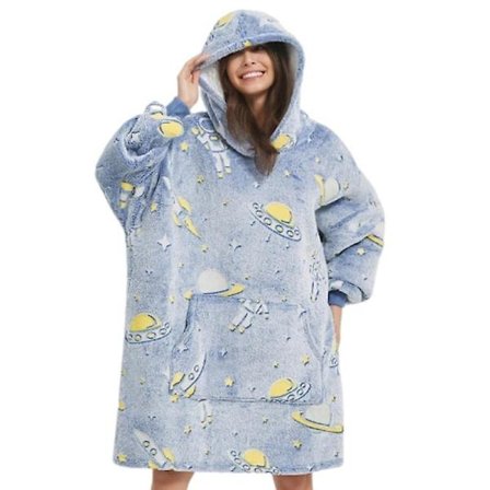 Oversized Blanket Hoodie Sweatshirt, Bærbar Sherpa Loungewear Trøje Til Voksne Kvinder Mænd
