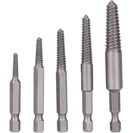 5 stk ødelagt skrueuttrekkersett, skrueuttrekkersett, skadet boltfjerningsverktøy, løsning for ødelagt skrue