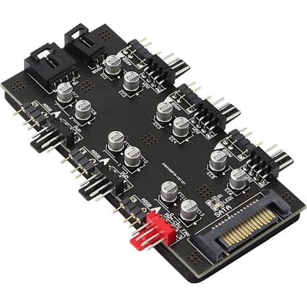 12V 4Pin PWM & 5V 3Pin ARGB med SATA 15Pin Strøm 2-i-1 Hub 6-veis Synkron CPU Kjølevifte Adresserbar RGB Belysning PCB